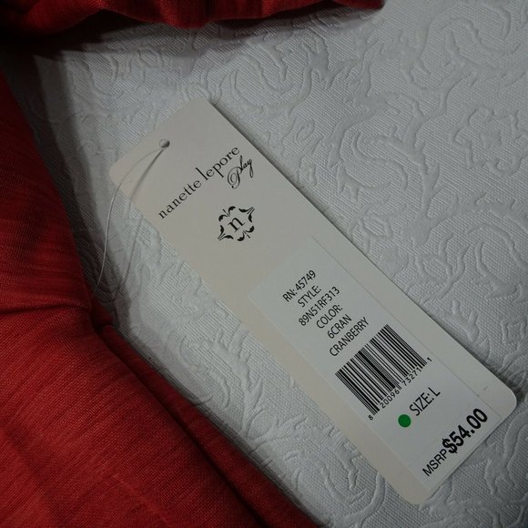 Nanette Lepore Play Size Large Cranberry Red Collared Pullover Athletic Sweater - Picture 6 of 7